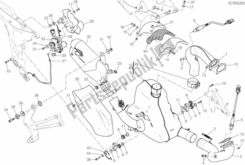 Toutes les pièces pour le Système D'échappement du Ducati Multistrada 1200 Enduro PRO 2018